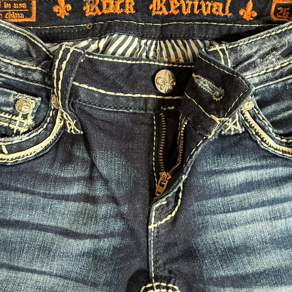 Rock Revival Jeans Womens 26 Medium Wash Avril Boot Cut Embellished Stretch - Picture 4 of 16